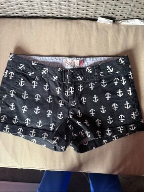 SO Black Jean Shorts with White Anchor Print